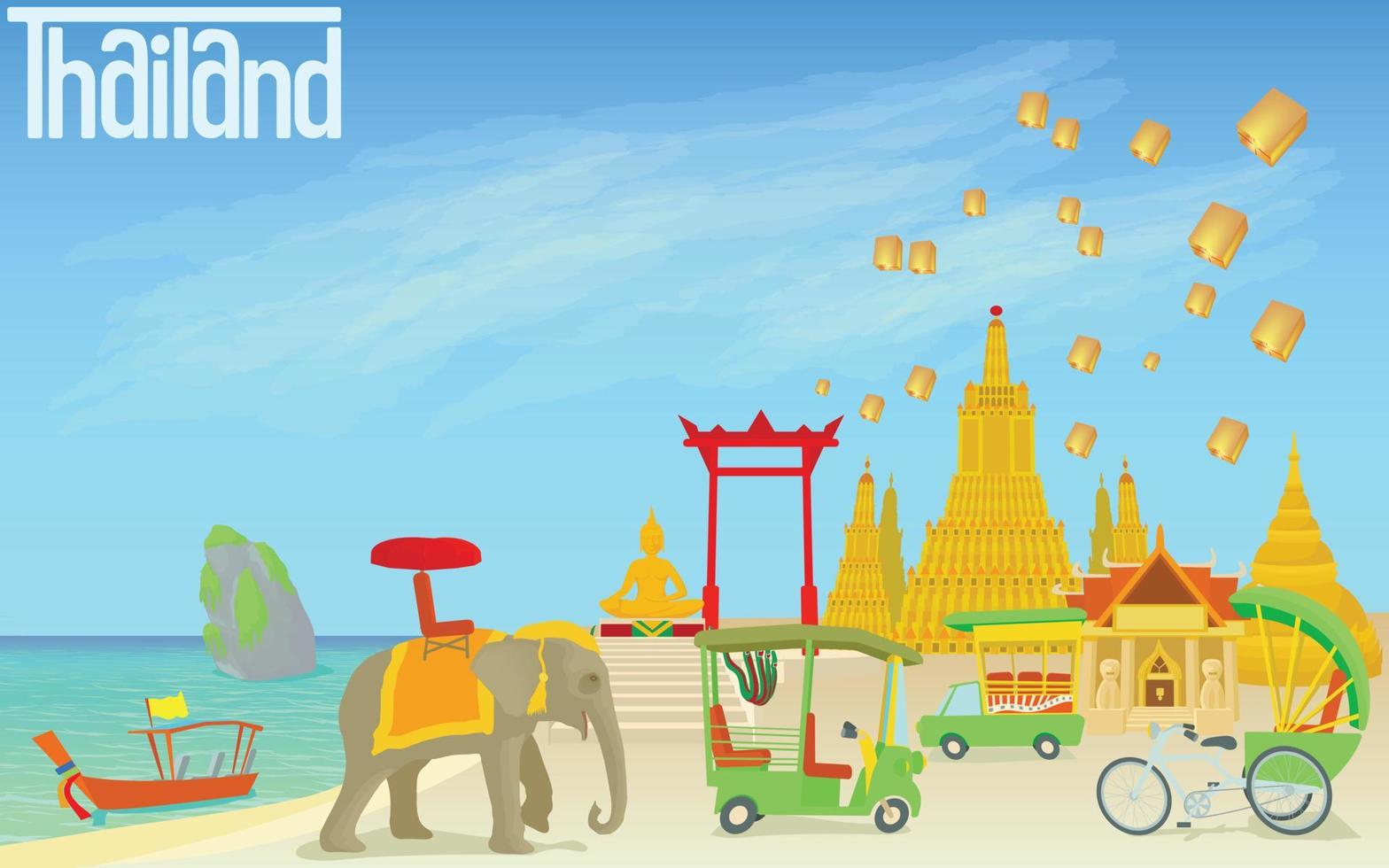 Thailand travel concept, cartoon style vector