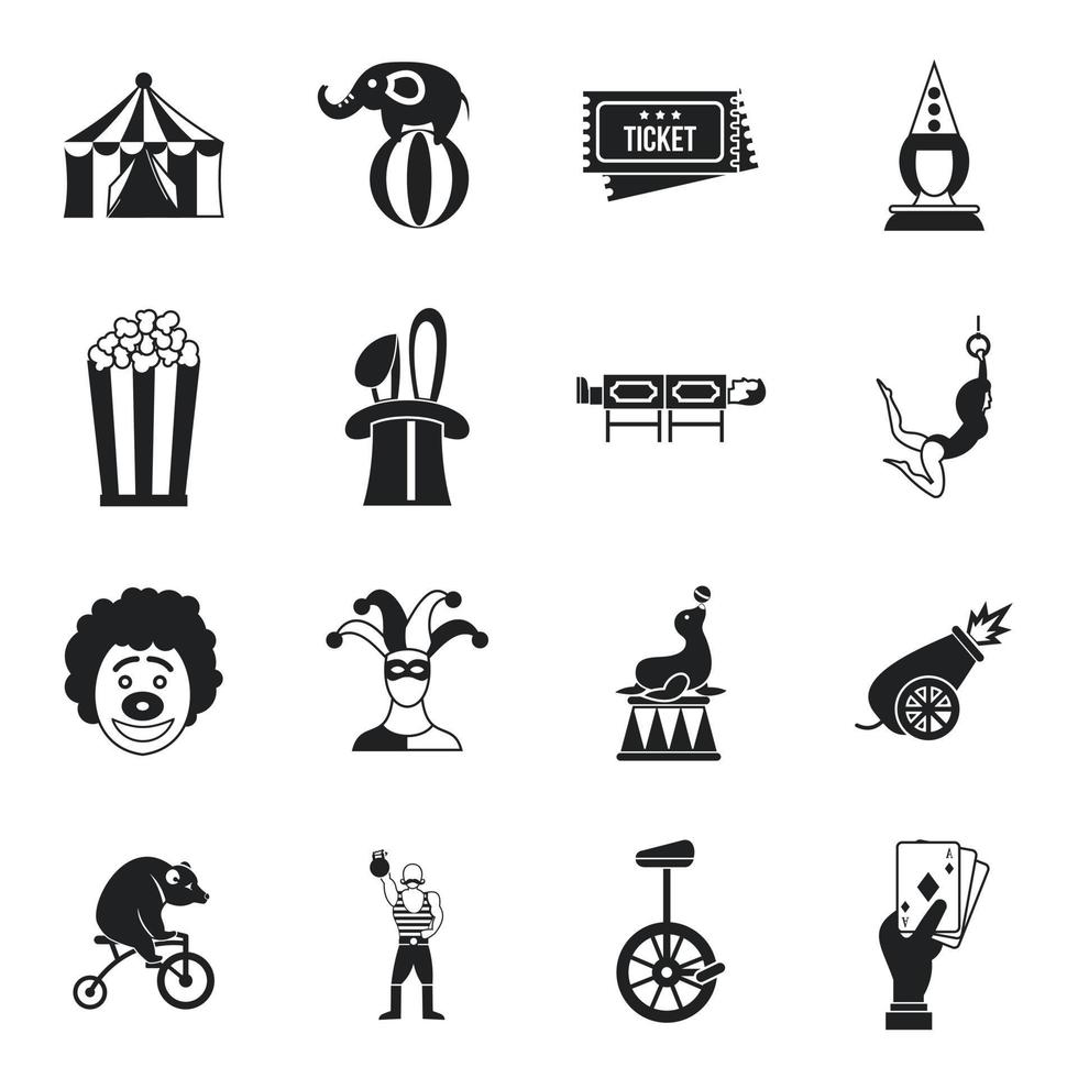Circus entertainment icons set, simple style vector