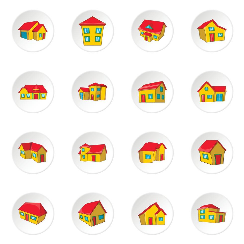 House icons, cartoon style vector