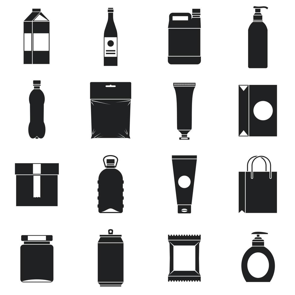 Packaging items icons set, simple style vector