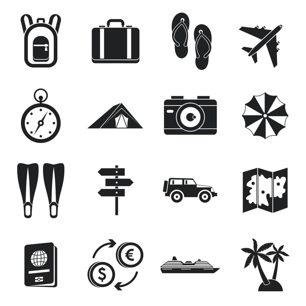 Travel icons set, simple style vector