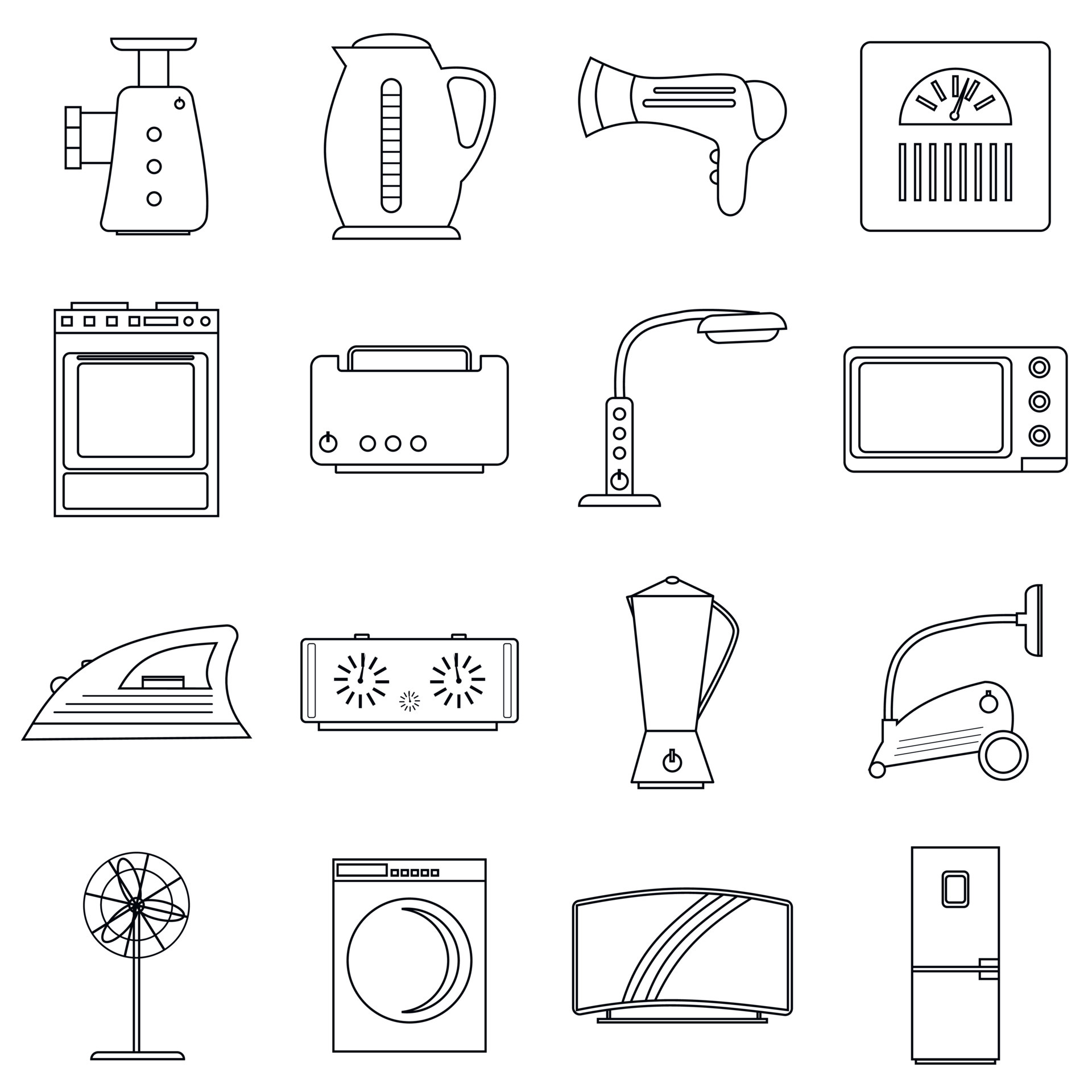 set of of household appliances vector illustration