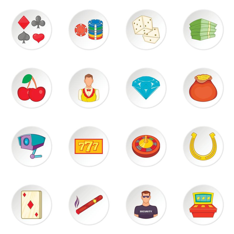 Conjunto de iconos de casino, estilo de dibujos animados vector