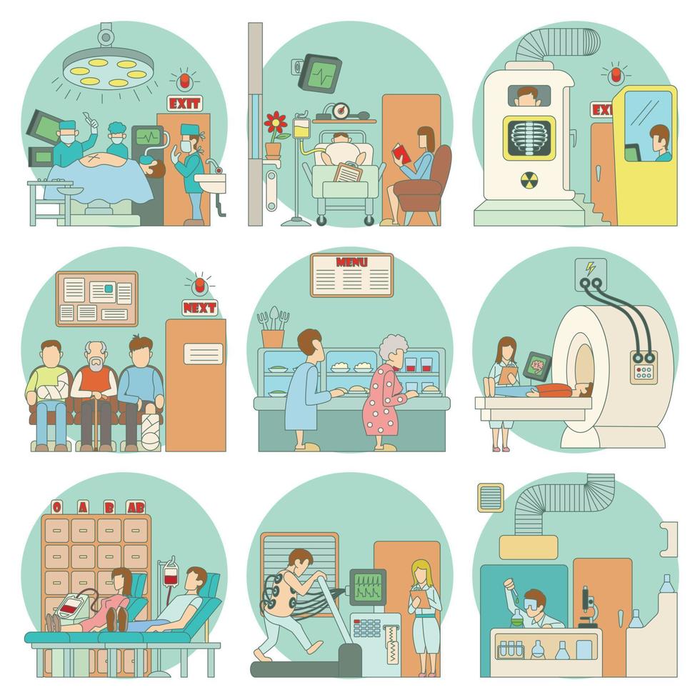conjunto de conceptos de medicina, estilo de dibujos animados vector