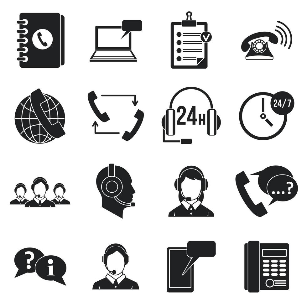 Call center symbols icons set, simple style vector