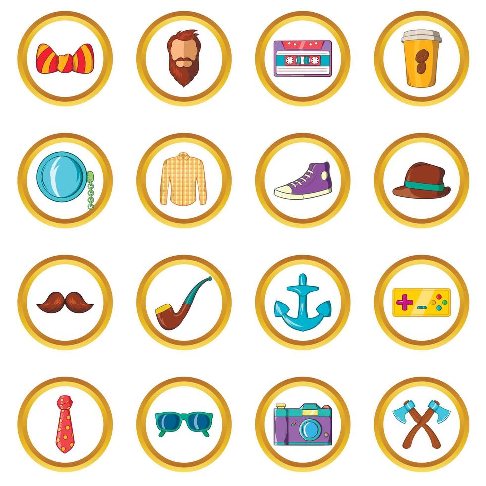 Hipster vector set, cartoon style