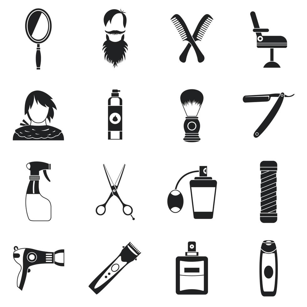 Hairdressing icons set, simple style vector