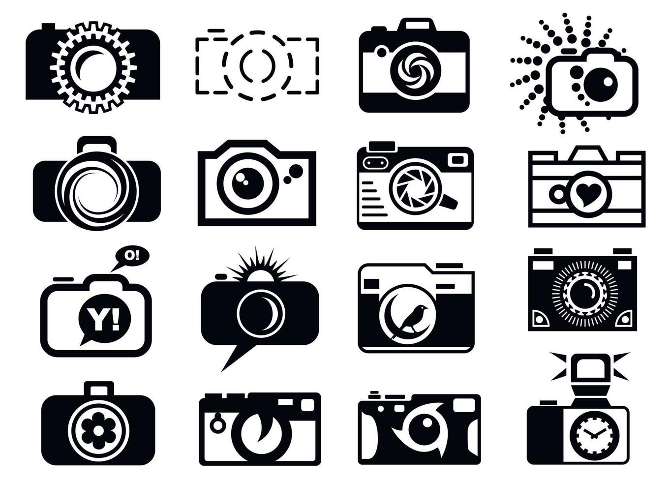 Photo camera set icons vector