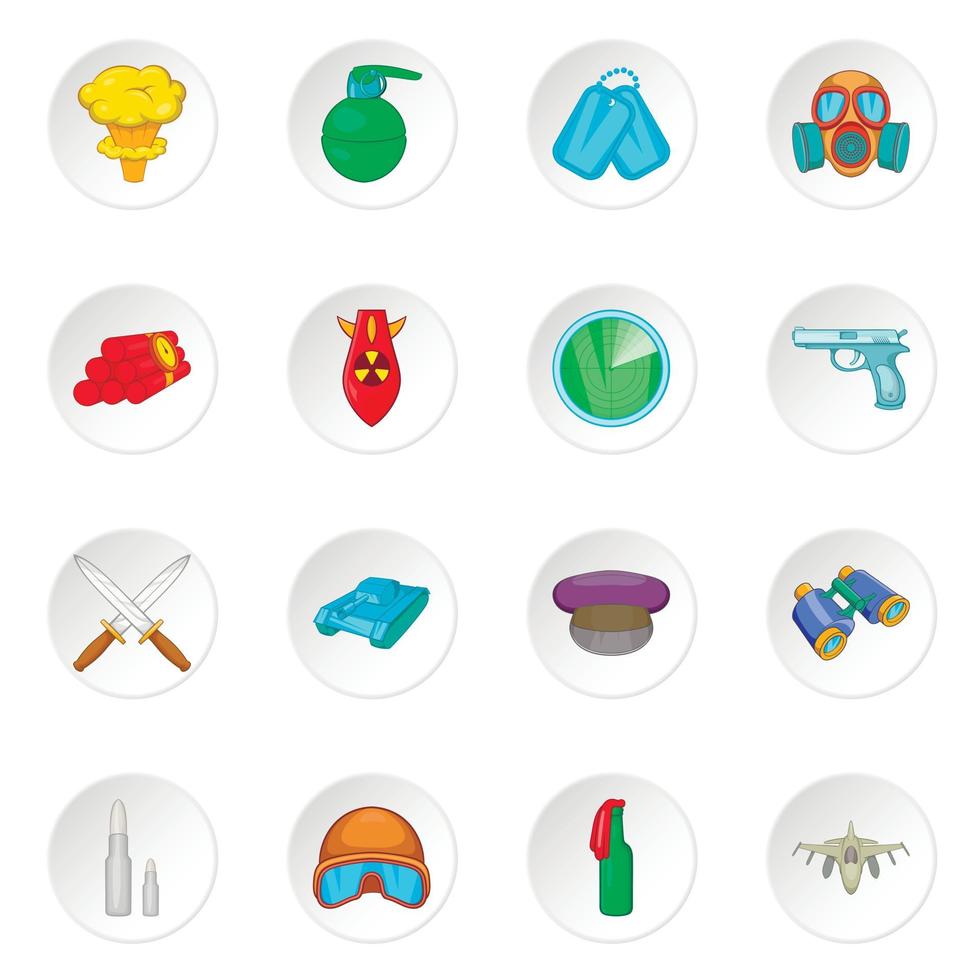 War icons set, cartoon style vector