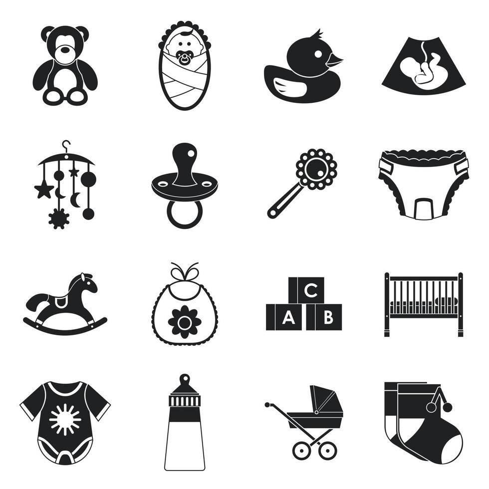 Newborn icons set, simple style vector