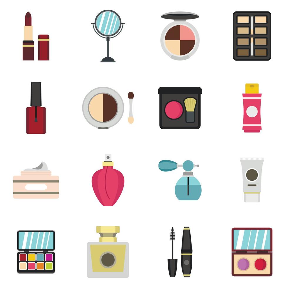 Cosmetic icons set, flat style vector