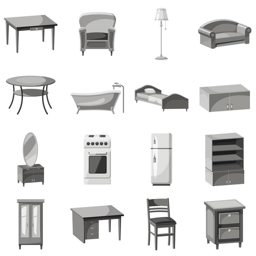 Furniture and household appliances icons set vector