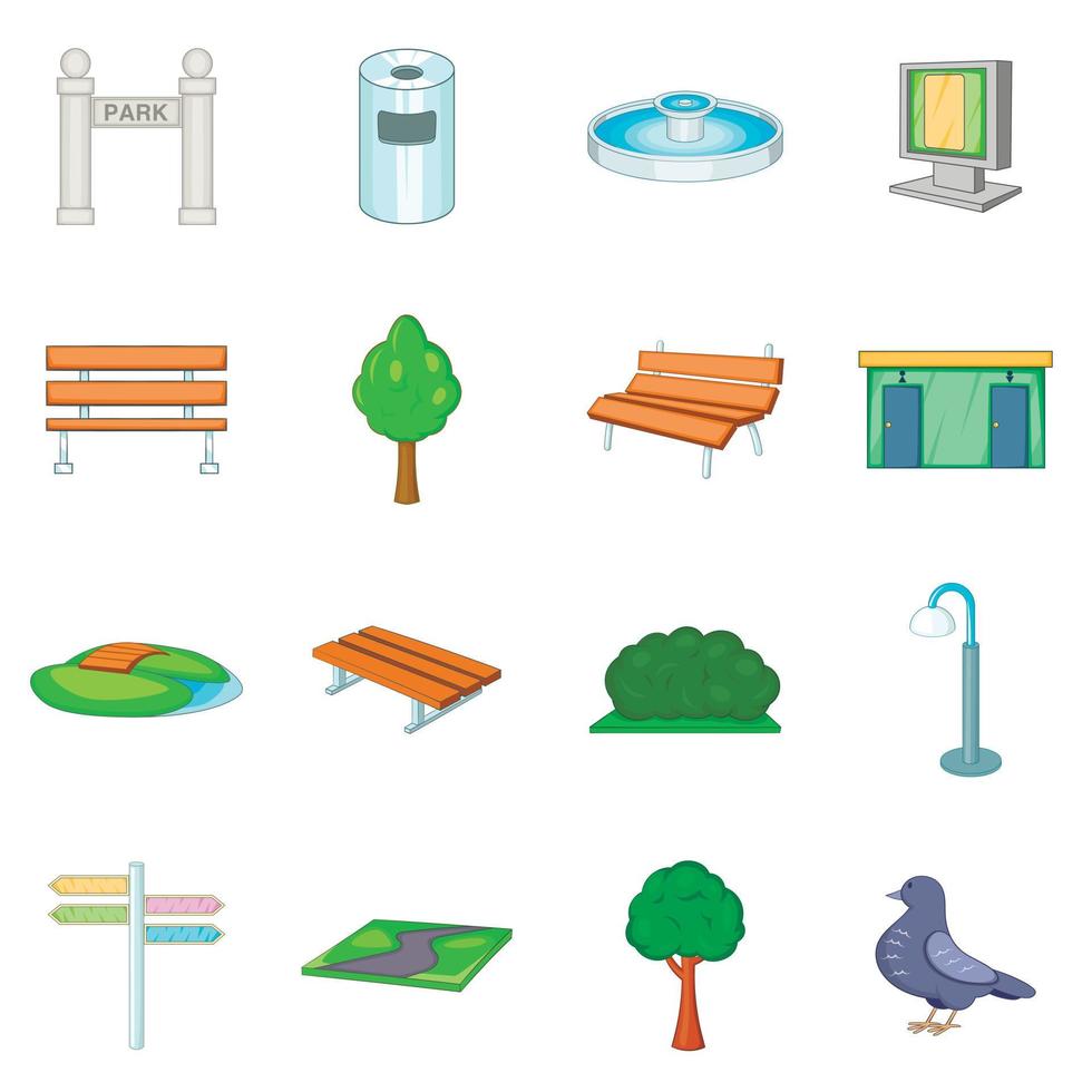 conjunto de iconos de parque, estilo de dibujos animados vector