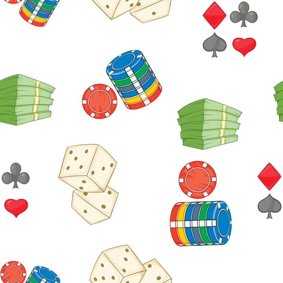 Casino pattern, cartoon style vector