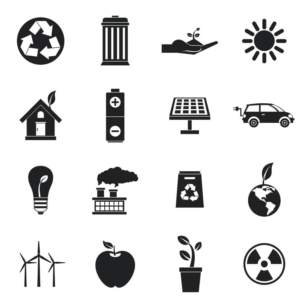 conjunto de iconos de ecología, estilo simple vector