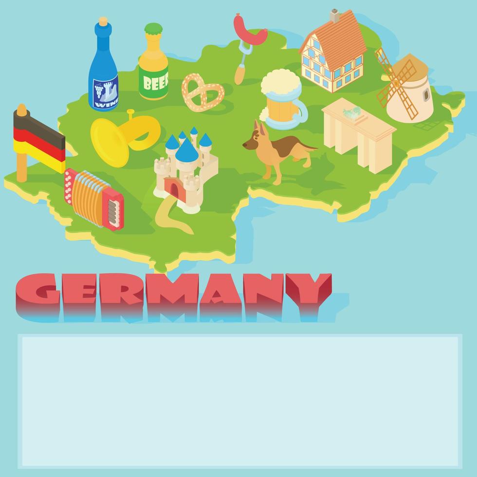 mapa de alemania, estilo de dibujos animados vector