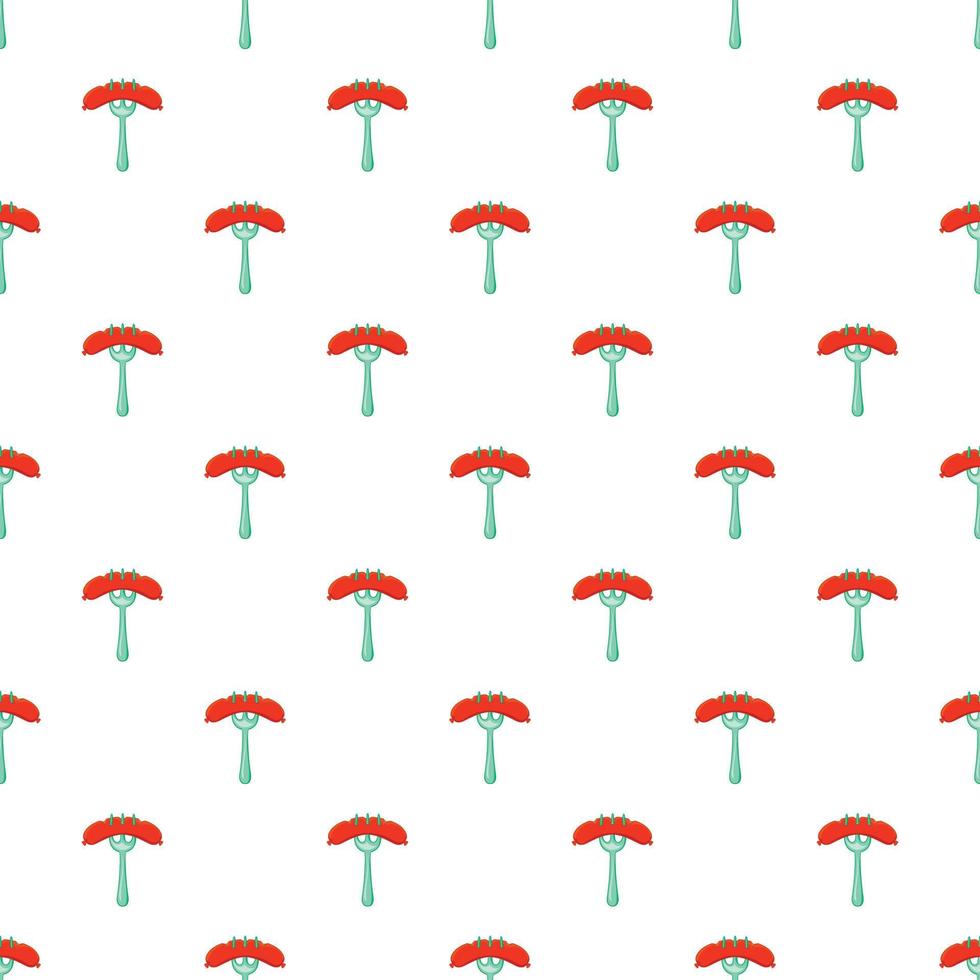 Sausage on fork pattern, cartoon style vector