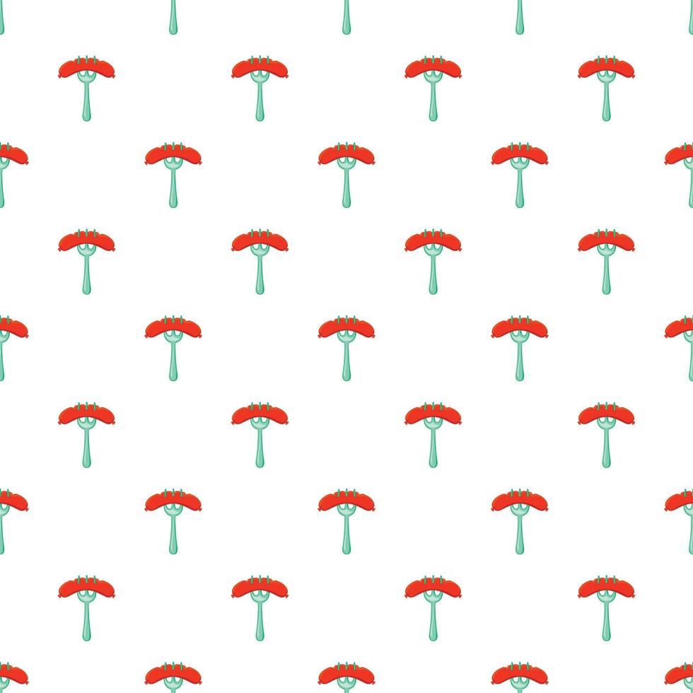 Sausage on fork pattern, cartoon style vector