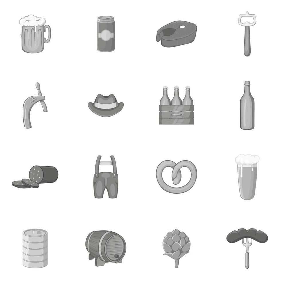 iconos de cerveza establecidos en estilo monocromo negro vector
