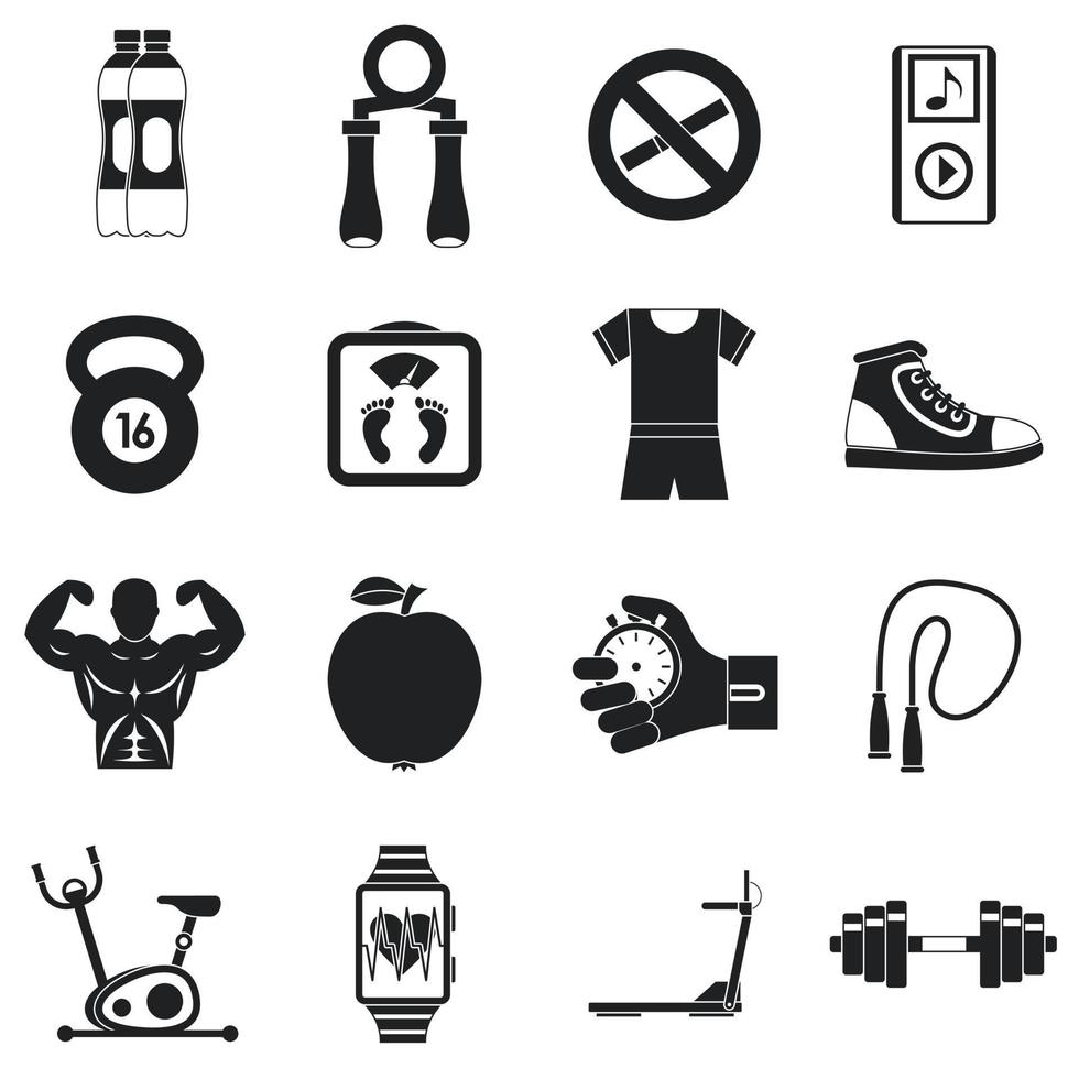 Fitness icons set, simple style vector