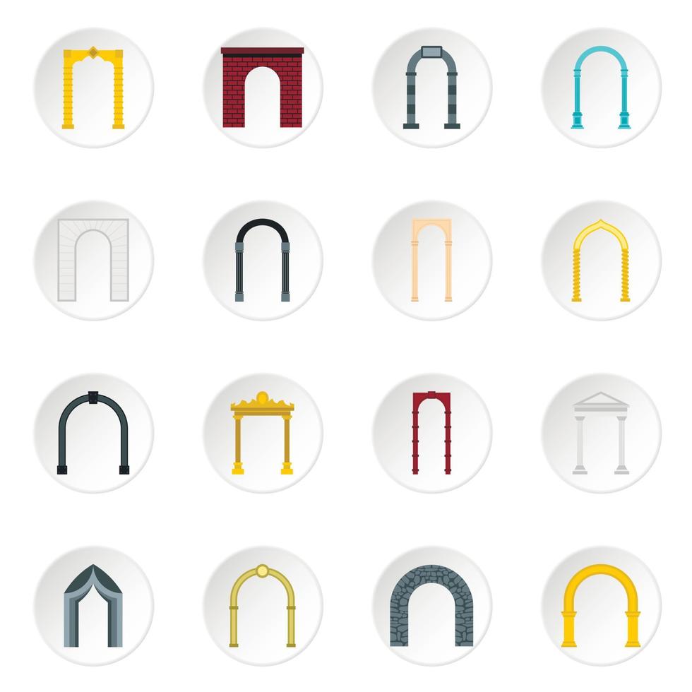 Arch icons set, flat style vector