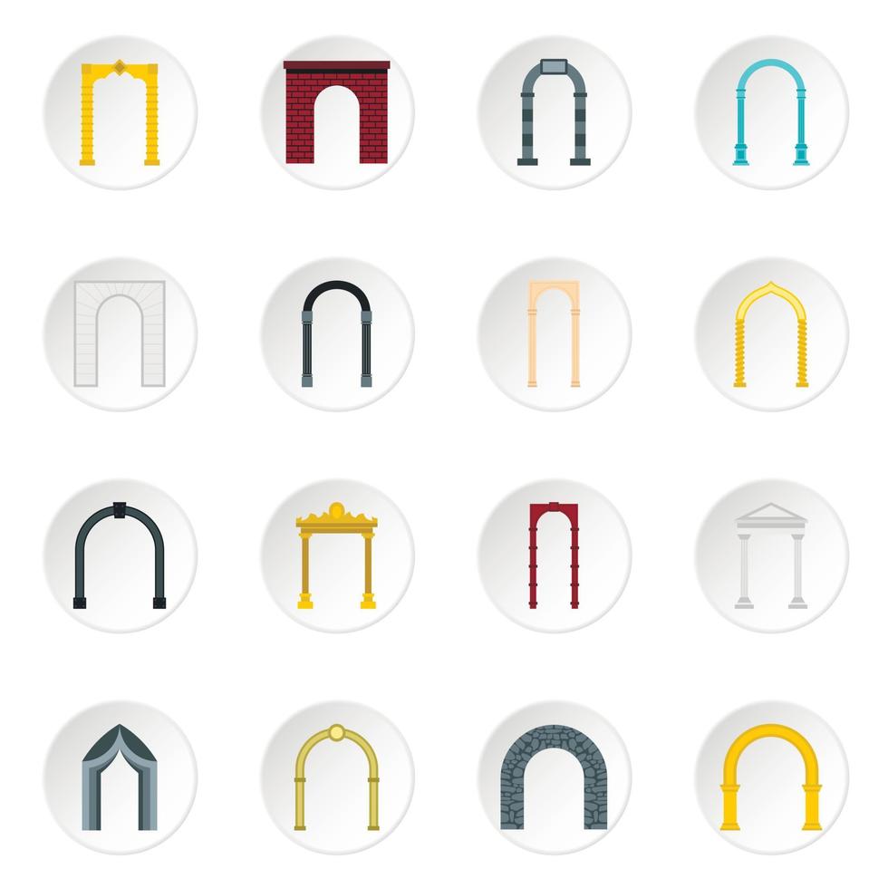 Arch icons set, flat style vector