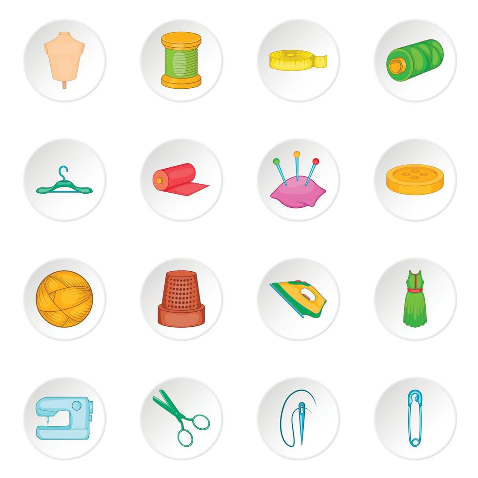 Tailoring icons set, cartoon style vector