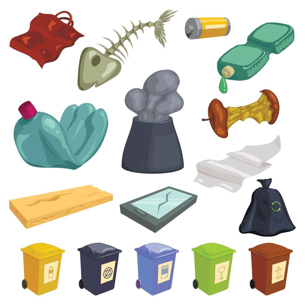 conjunto de iconos de basura, estilo de dibujos animados 5315148 Vector en  Vecteezy