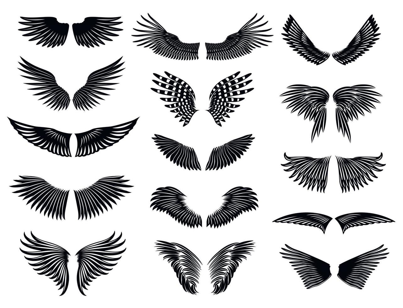 Wing natural detailed set vector