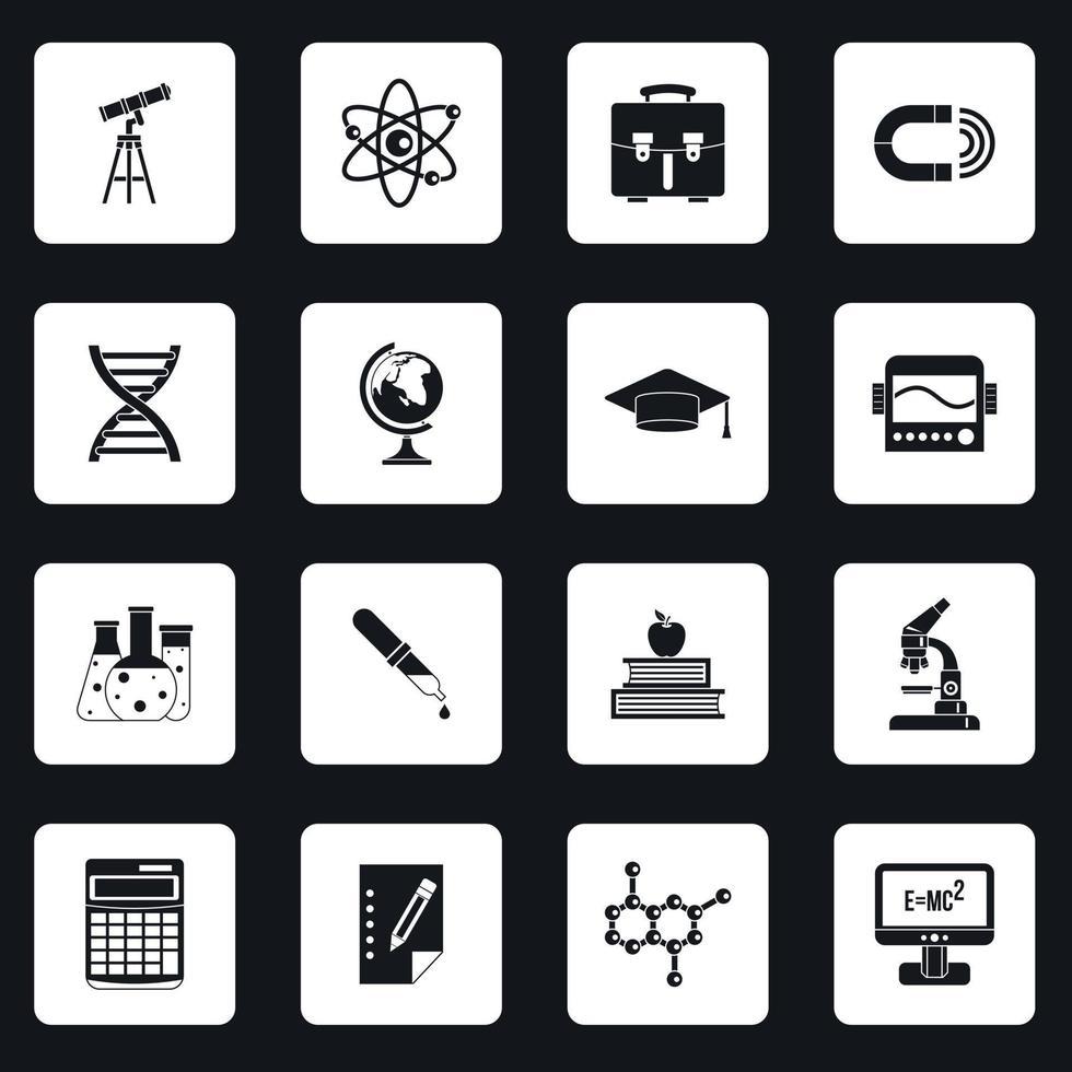 Science icons set, simple style vector