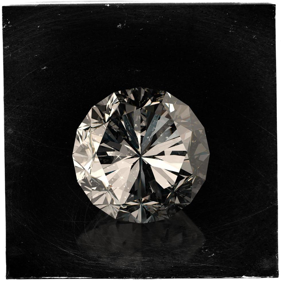 Diamond on black as vintage style photo