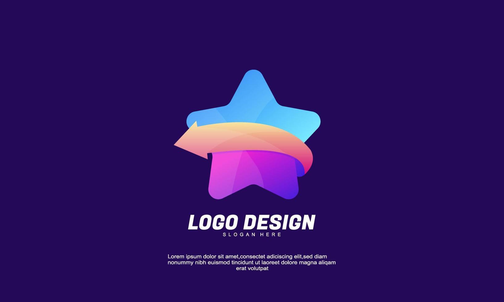 vector de stock idea creativa abstracta logotipo de estrella y flecha para empresa o empresa plantilla de diseño de color degradado