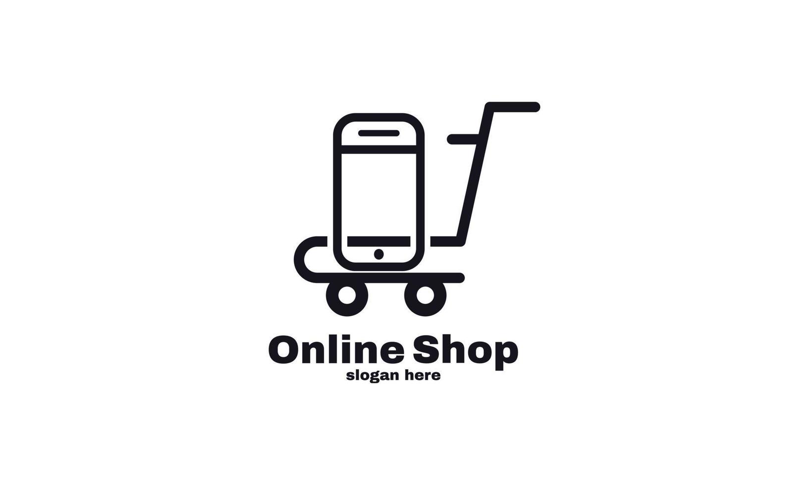 abstract smart phone Trolley  online shop logo designs illustration vector graphic of shopping and shop black color