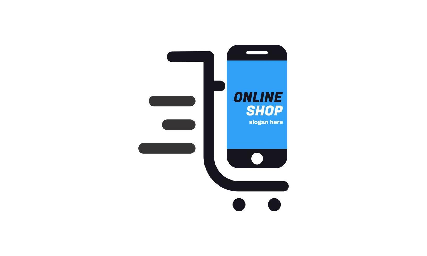 smart phone trolley tienda online logo diseños plantilla ilustración vector gráfico de compras y tienda