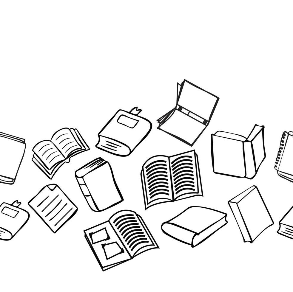 Hand drawn  books doodles seamless  pattern vector