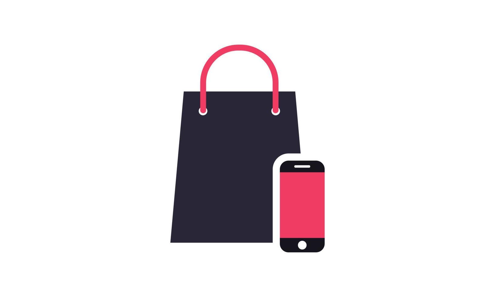 asbtract smart phone trolley tienda en línea logotipo diseños plantilla ilustración vector gráfico de compras y tienda