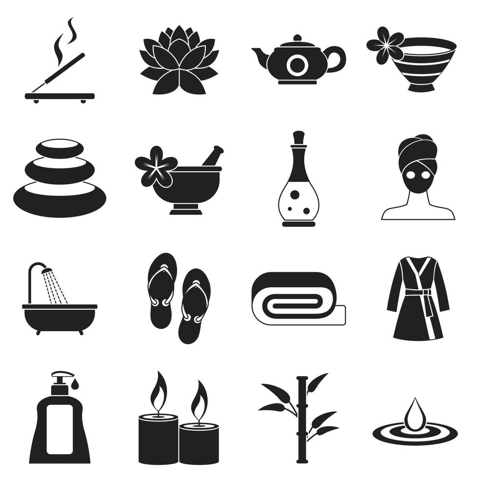 Spa treatments icons set, simple style vector