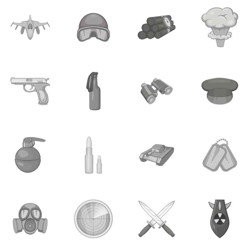 conjunto de iconos de guerra, estilo monocromo negro vector