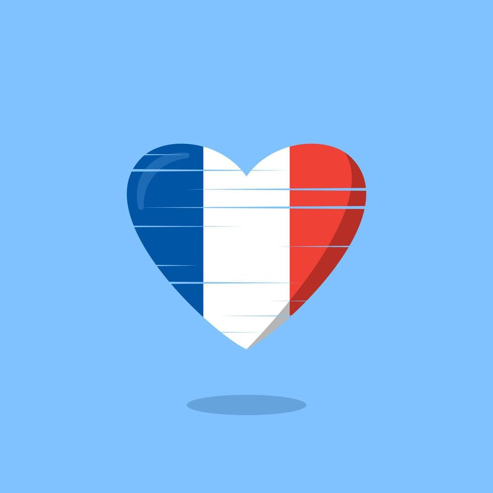 ilustración de amor en forma de bandera de francia vector