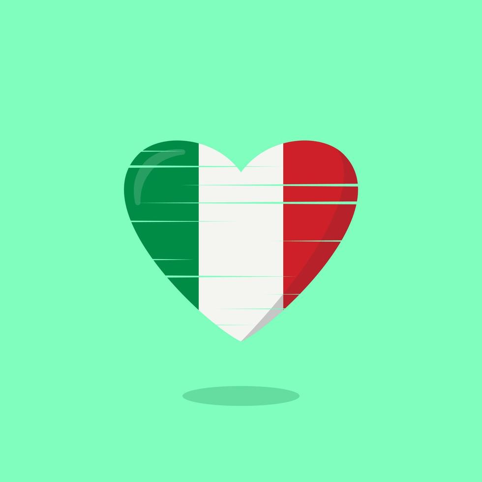 Italy flag shaped love illustration vector