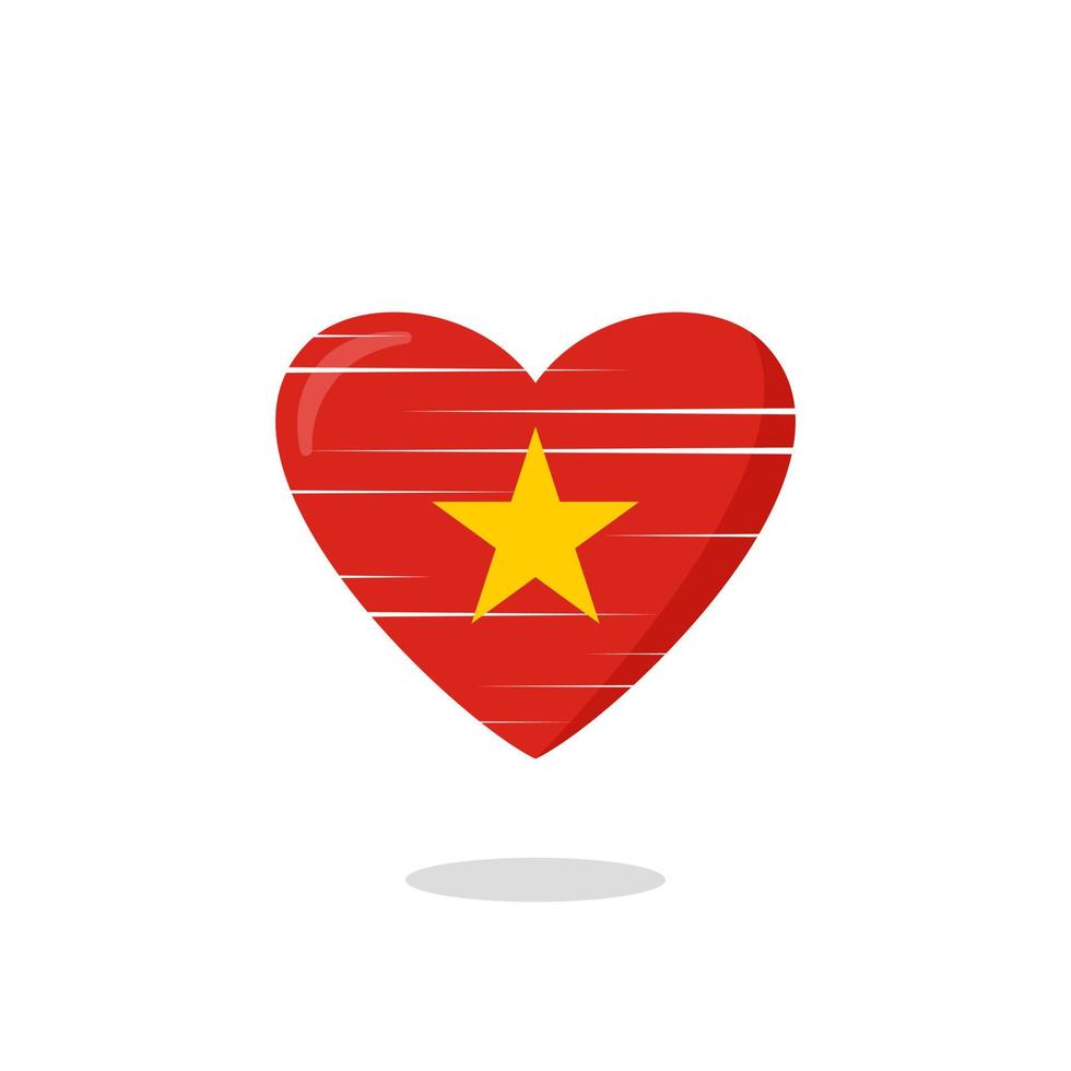 Vietnam flag shaped love illustration vector