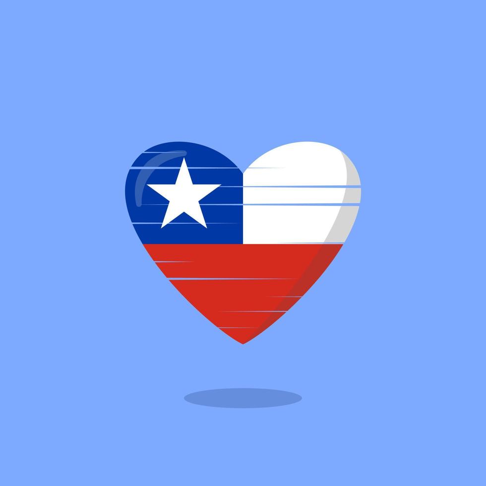 ilustración de amor en forma de bandera de chile vector