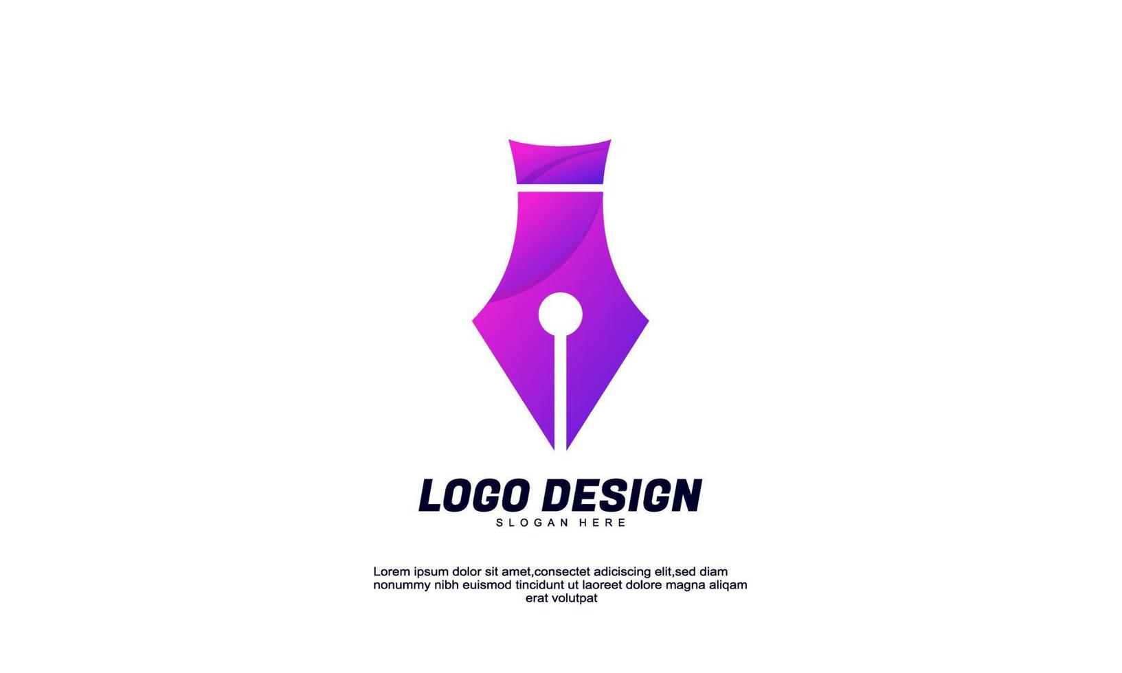 stock vector abstract creative idea pen logo for business or company with gradient colorful design template