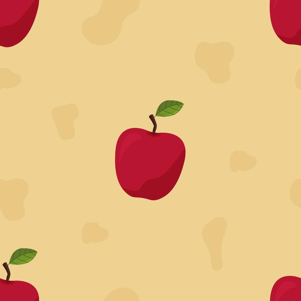 patrón transparente de vector de manzanas rojas. manzana roja sobre fondo beige
