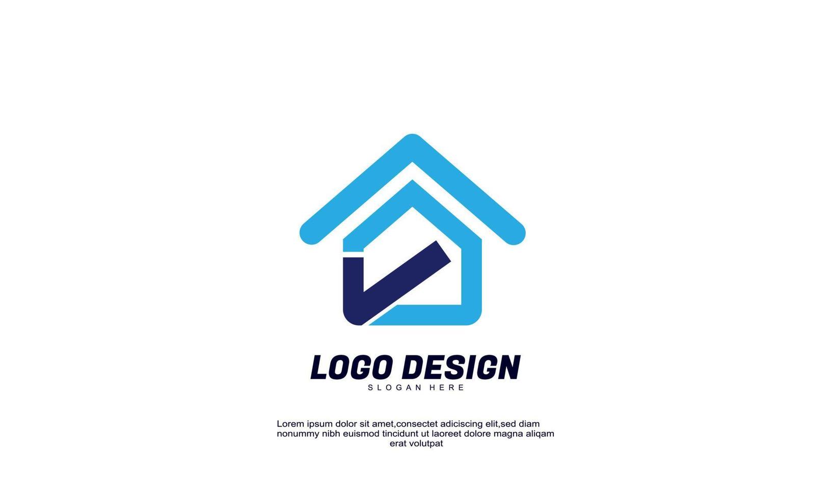 stock vector abstract creative idea inspiration house and check logo for business design template