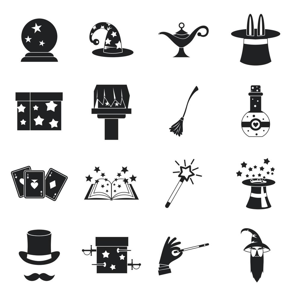 Magic icons set, simple style vector
