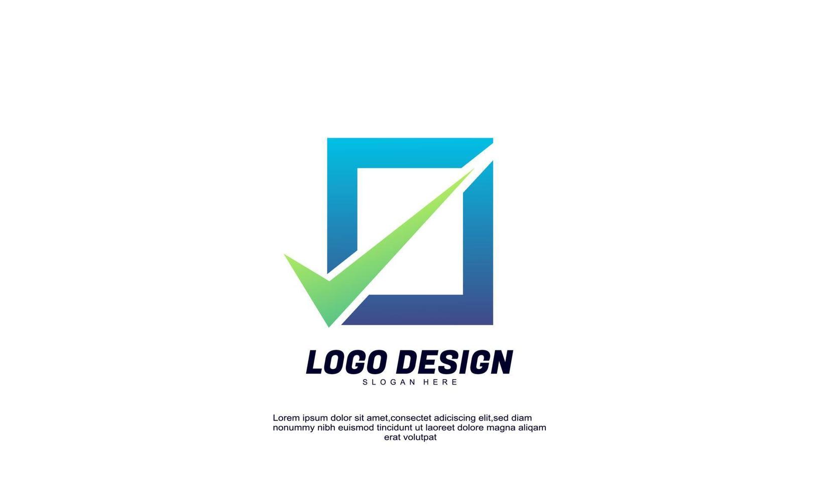 awesome creative logo rectangle and check for business success stock story market progress logo icon vector