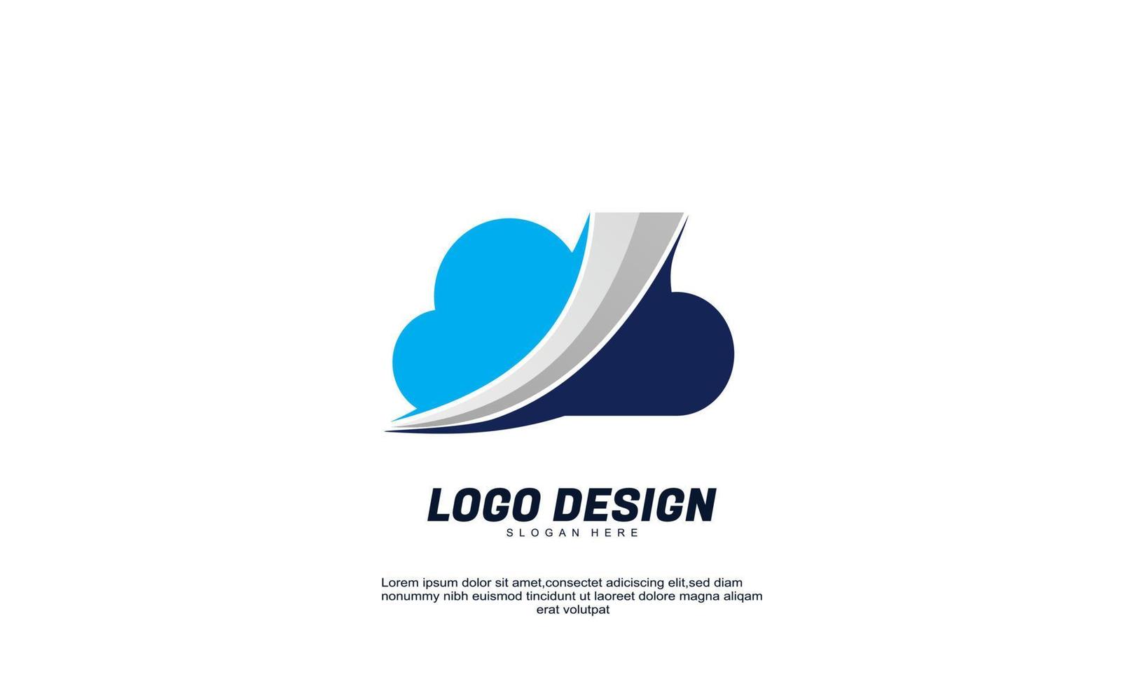 Impresionante logotipo de diseño multicolor de empresa en la nube con diseño plano vector