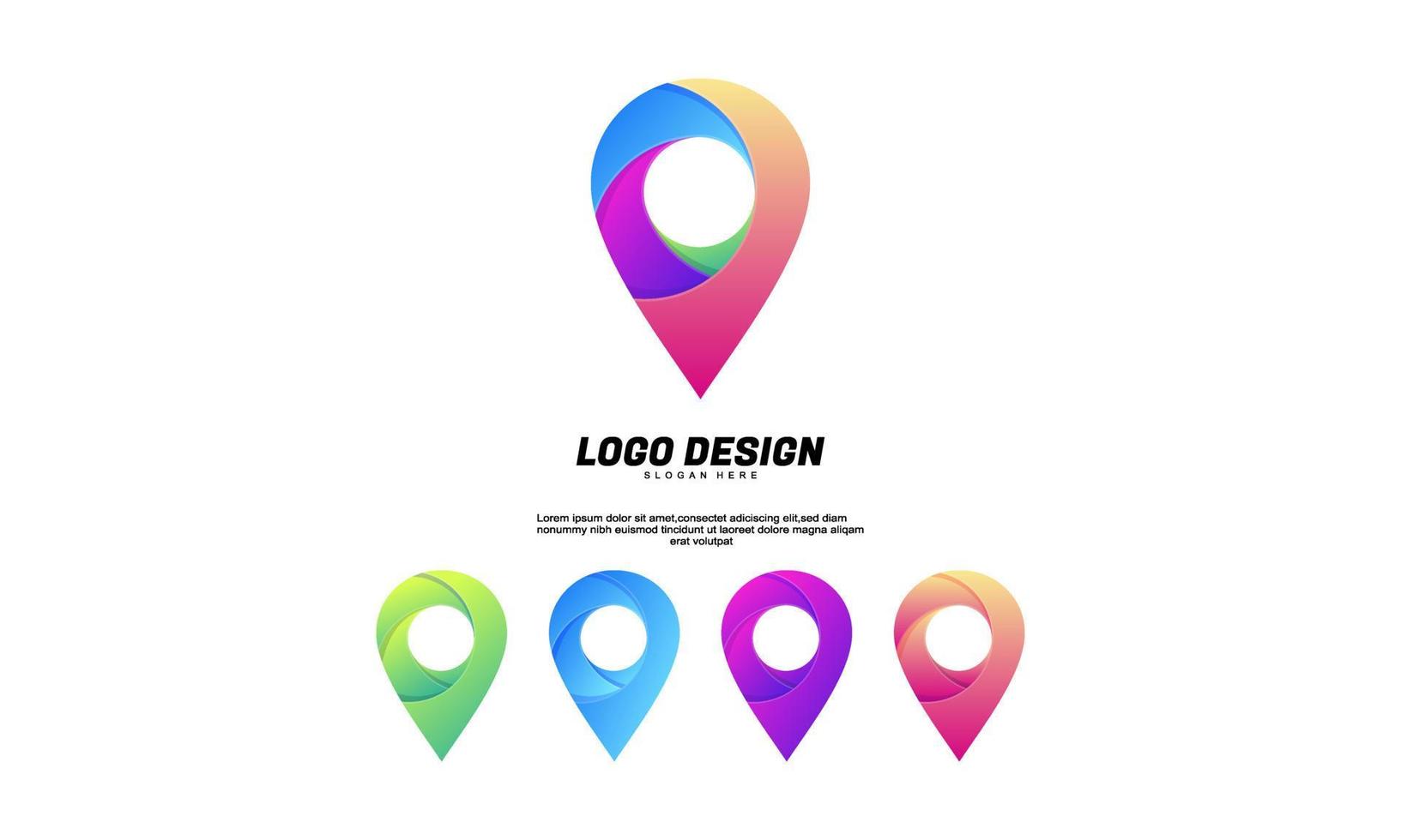 stock vector creative inspiration modern maps or pin logo for company business or building flat style  colorful design vector
