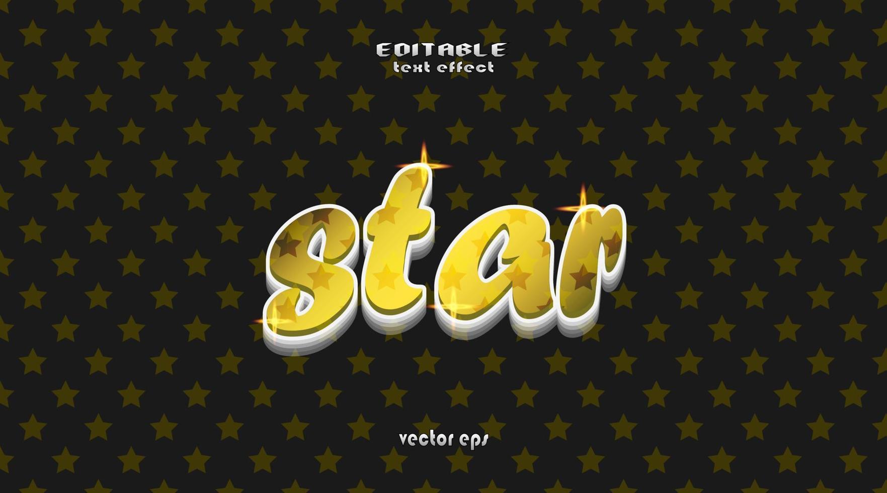 texto estrella con color dorado brillante, fuente de efecto editable, con estilo 3d, ideal para carteles, badners, tipografía, escritura, etc. vector